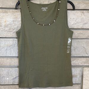 St. John's Bay Olive Embellished Tank Top
